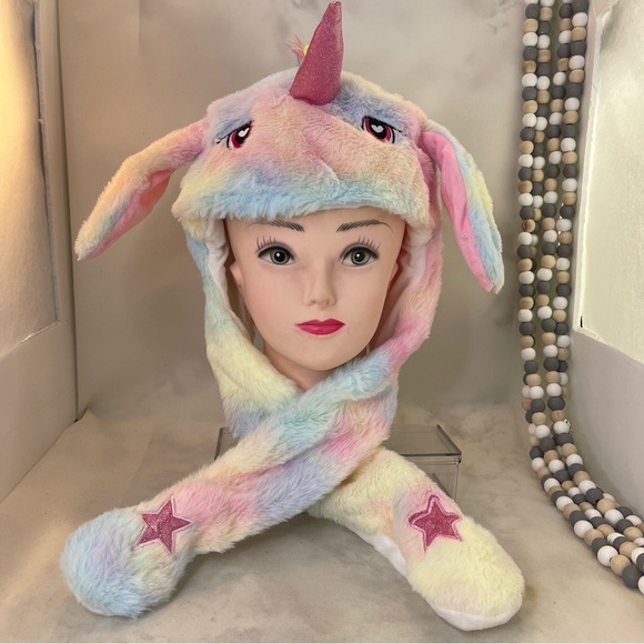 Moving Unicorn Hats Animal Head Hat Cartoon Ears Headwear multi color one size - Picture 1 of 7